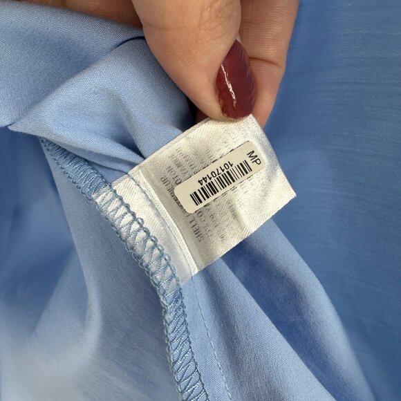 Milly Off-Shoulder Blouse Cotton Poplin Sky Blue Small - Picture 7 of 9